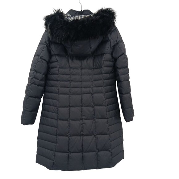 Talbots Black Down Puffer Coat Removable Hood Longline Size Small - Picture 2 of 11